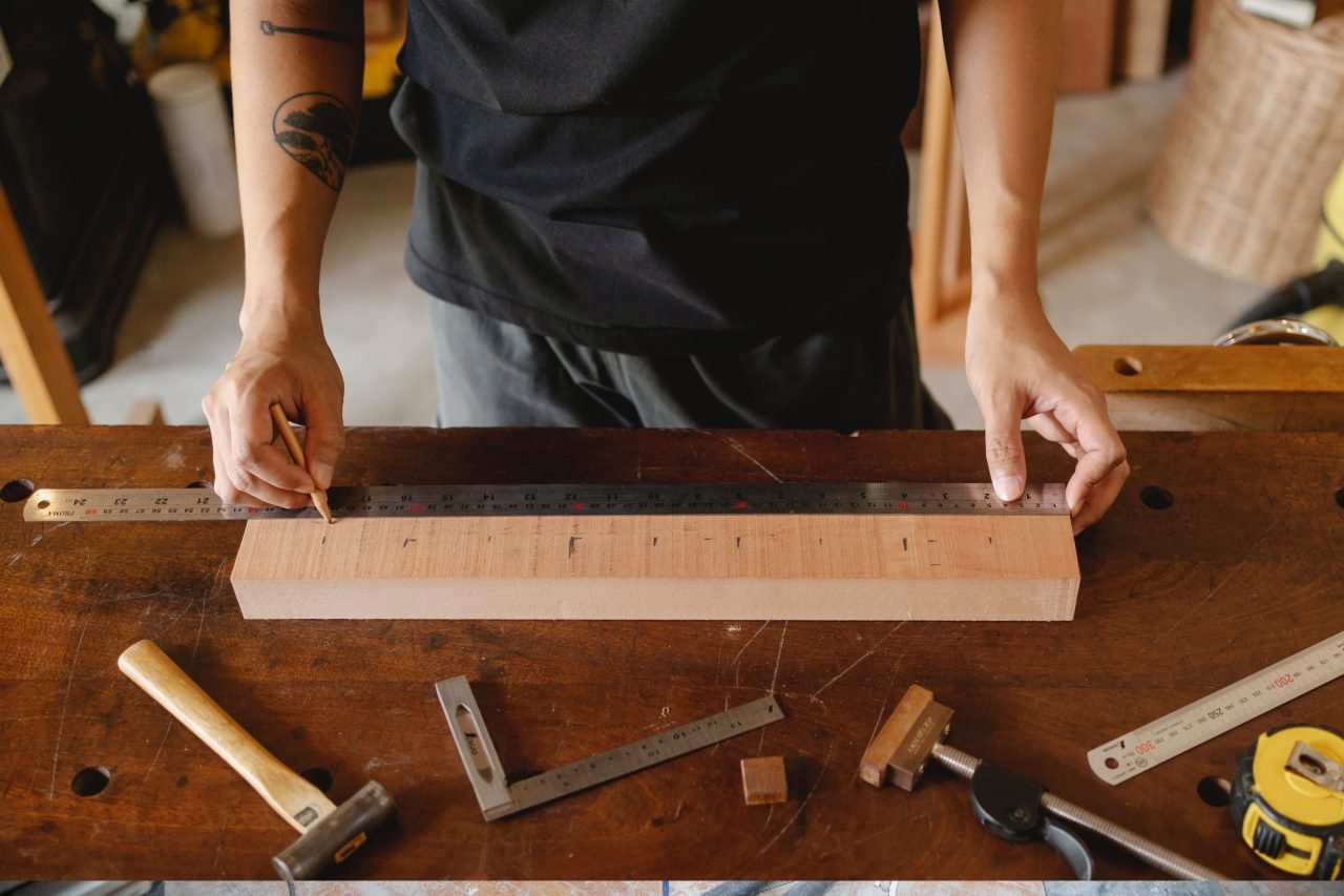 Carpenter working in workshop